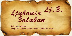 Ljubomir Balaban vizit kartica